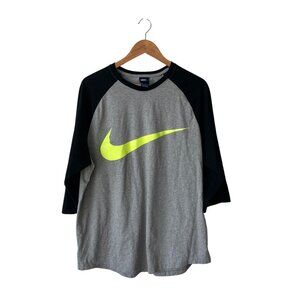 Nike Men's 100% Cotton 3/4 Sleeve Length Black & Gray T-Shirt